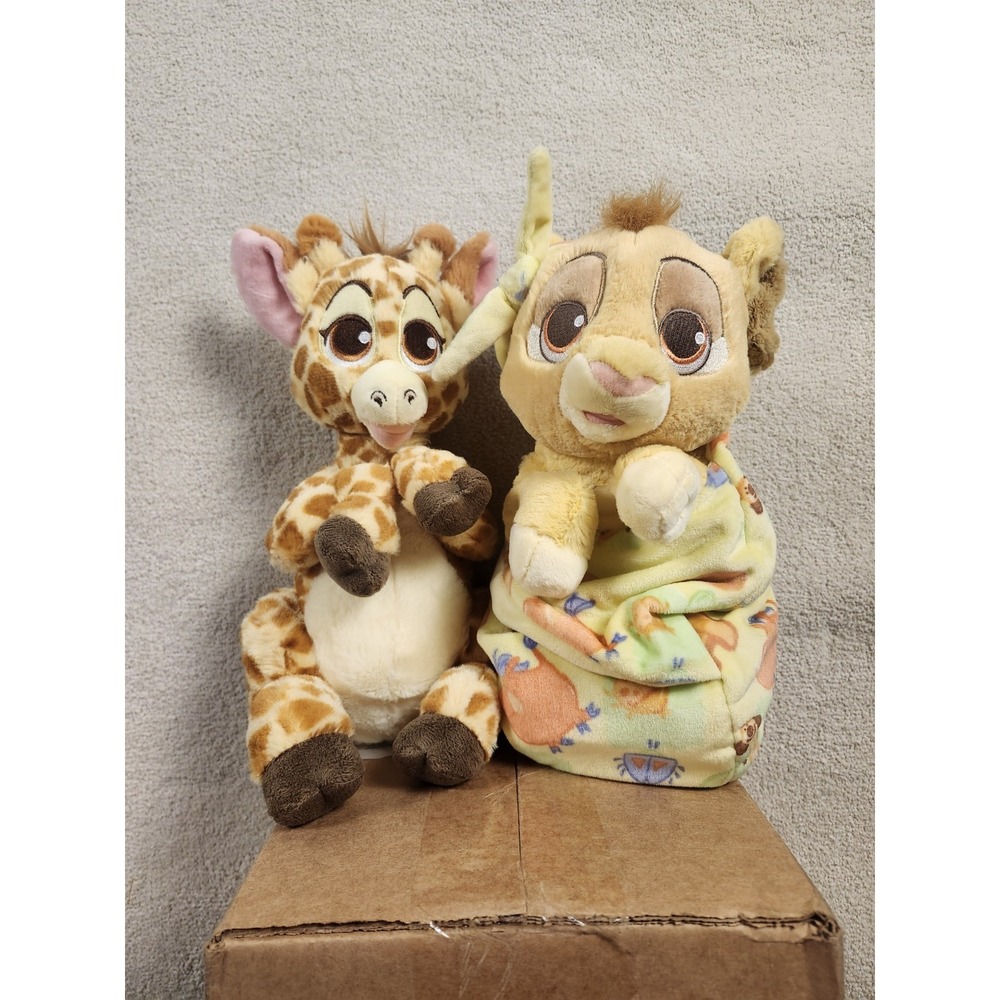 Disney Parks The Lion King Babies Plush Baby Simba W/Swaddle Blanket Giraffe LOT